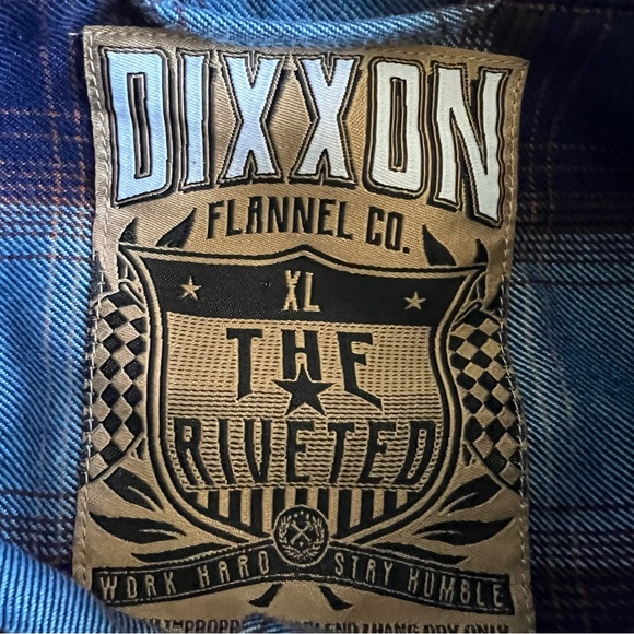 Dixxon Women’s The Riveted Flannel Button Up Shirt Sz XL Blue Plaid Check GUC - Picture 2 of 10